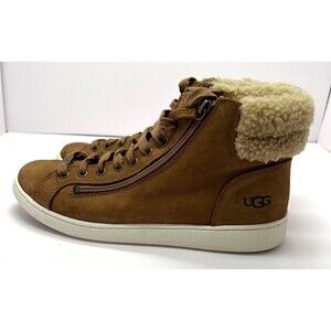 UGG Olive 1019716 Chestnut Leather High Top Zip Up Lace Up Sneaker Women's Sz 11